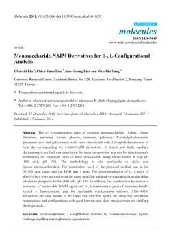 Monosaccharide-NAIM Derivatives for D-, L