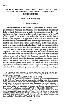 Doctrine of Conditional Preemption and Other Limitations On Tenth
