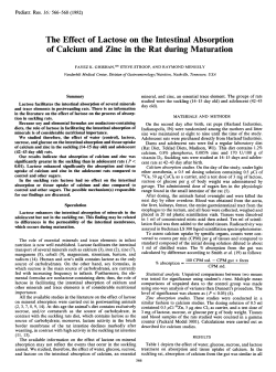 The Effect of Lactose on the Intestinal Absorption of