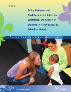 Policy Statement and Guidelines on the Admission, Welcoming, and