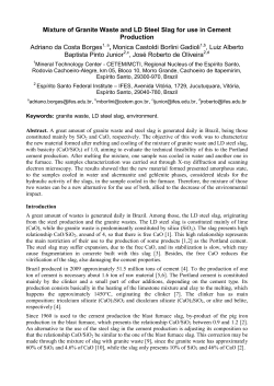 Mixture of Granite Waste and LD Steel Slag for use in Cement