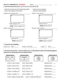 HSS-CP.A.1 WORKSHEET #4 &ndash; PATTERSON Name: 1 1. Given the