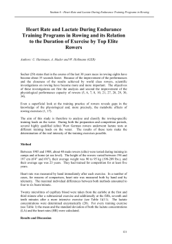 Heart Rate and Lactate During Endurance Training Programs in