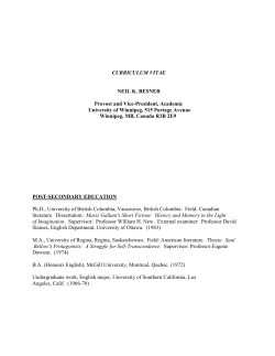 CURRICULUM VITAE - University of Winnipeg