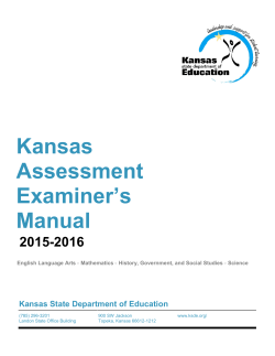 Kansas Assessment Examiner`s Manual