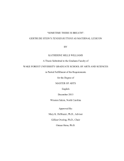 GERTRUDE STEIN`S TENDER BUTTONS AS MATERNAL