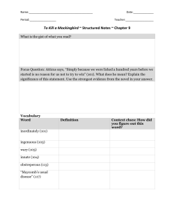 To Kill a Mockingbird ~ Structured Notes ~ Chapter 9