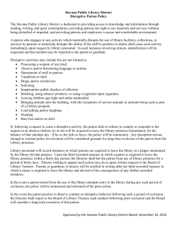 Havana Public Library District Disruptive Patron Policy The Havana