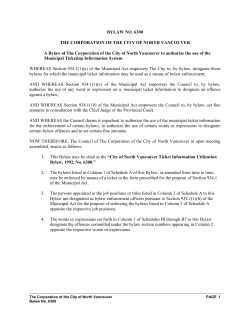 BYLAW NO. 6300 THE CORPORATION OF THE CITY OF NORTH