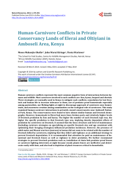 Human-Carnivore Conflicts in Private Conservancy Lands of Elerai