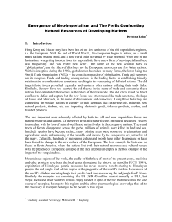 Emergence of Neo-imperialism and The Perils Confronting Natural