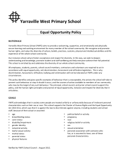 Equal Opportunity Policy - Yarraville West Primary School