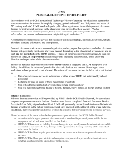 1 JHMS PERSONAL ELECTRONIC DEVICE POLICY In accordance