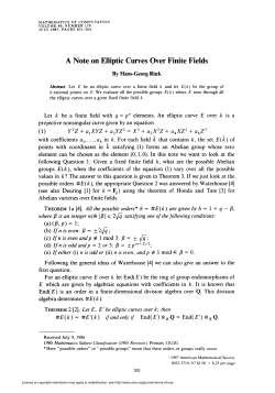 A Note on Elliptic Curves Over Finite Fields