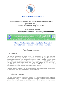 African Mathematical Union 9th PAN AFRICAN CONGRESS OF