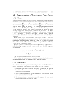 6.7 Representation of Functions as Power Series