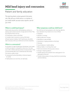 Mild head injury and concussion - Children`s Healthcare of Atlanta