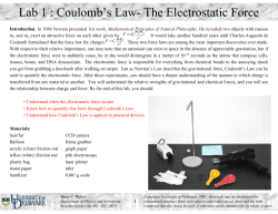 Lab 1 : Coulomb`s Law- The Electrostatic Force