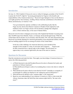 FDR urges NAACP support before WWII, 1940 Introduction