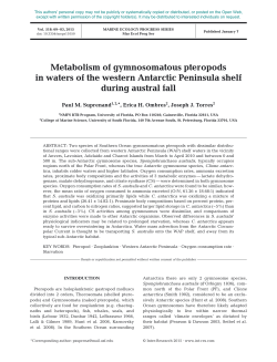 Metabolism of gymnosomatous pteropods in waters of the western