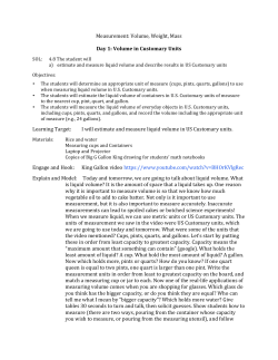 Measurement: Volume, Weight, Mass Day 1: Volume in Customary
