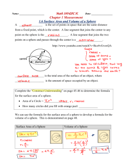 1.6 Surface Area and Volume of a Sphere