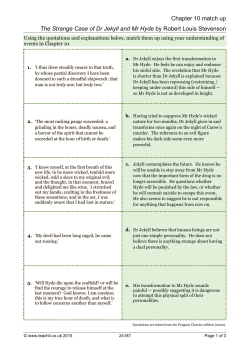 Chapter 10 match up The Strange Case of Dr Jekyll and Mr
