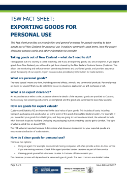 tsw fact sheet: exporting goods for personal use