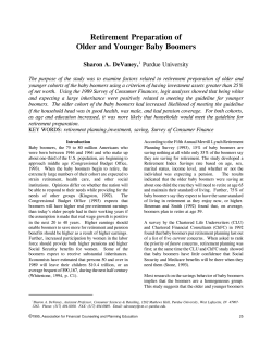 Retirement Preparation of Older and Younger Baby Boomers