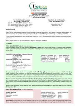 APPLICATION TO ENTER 2014 PGA TOUR OF