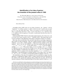 Identification of an idea of genius : the invention of the present