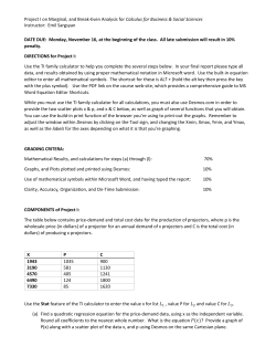Project I on Marginal, and Break-Even Analysis for Calculus for