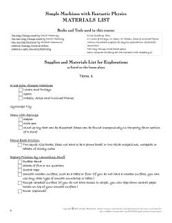 Simple Machines Materials List