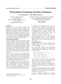 Phrase Sets for Evaluating Text Entry Techniques