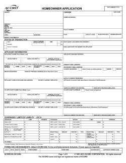 Acord 80 201309 &ndash; Homeowner Application