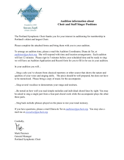Audition information about Choir and Staff Singer Positions