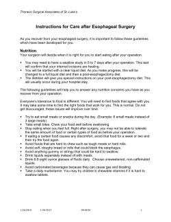 Instructions for Care after Esophageal Surgery
