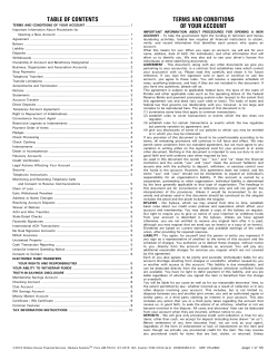 TERMS AND CONDITIONS OF YOUR ACCOUNT