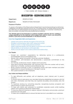 job description &ndash; reservations executive