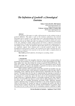 The Definition of Goodwill- a Chronological Overview
