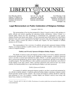 Legal Memorandum on Public Celebration of Religious Holidays
