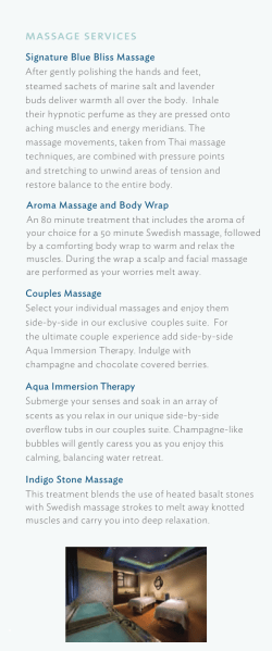 MASSAGE SERVICES Signature Blue Bliss Massage Indigo Stone
