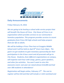 Daily Announcements Friday February 19, 2016 We are going to be