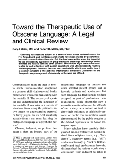 Toward the Therapeutic Use of Obscene