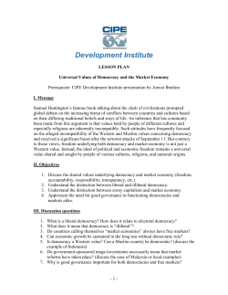 Universal Values of Democracy and the Market Economy Lesson Plan