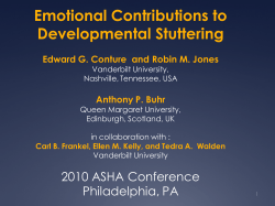 Emotional Contributions to Developmental Stuttering