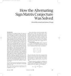 How the Alternating Sign Matrix Conjecture Was Solved, Volume 46