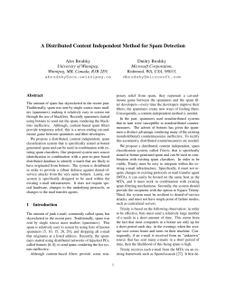 A Distributed Content Independent Method for Spam