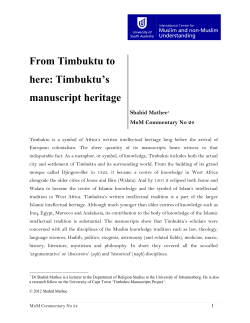 From Timbuktu to here - University of South Australia