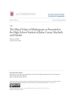 The Ethical Values of Shakespeare as Presented to the High